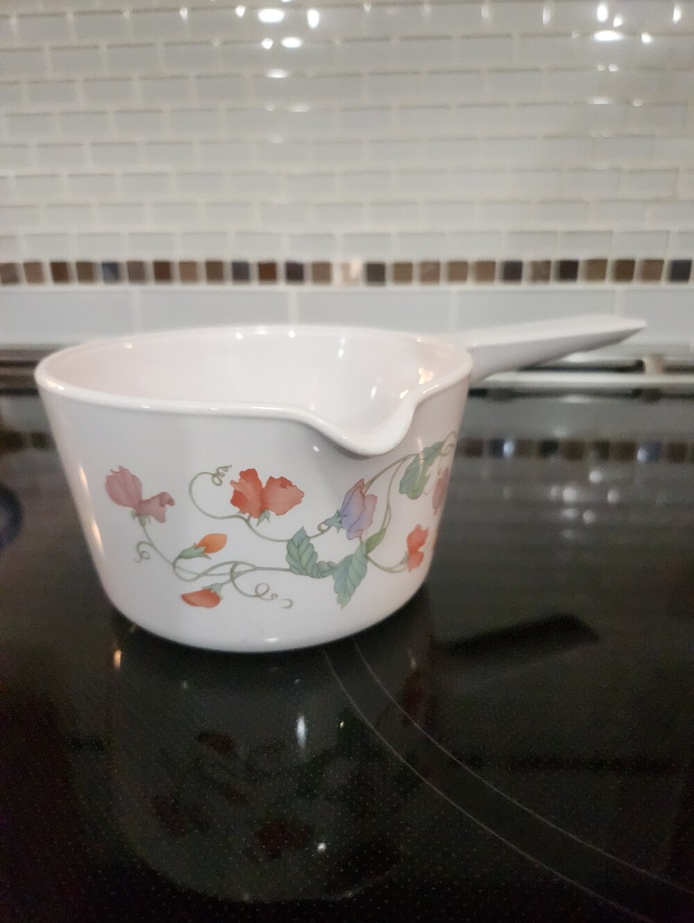 Corningware France Visions O.7L Milk Pan/Saucepan W/Handle "Sweet Pea"